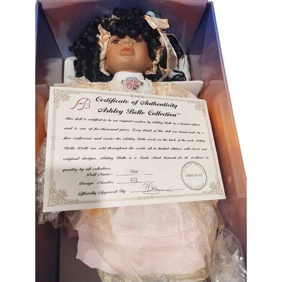 Ashley Bell Fine Bisque Porcelain Doll African American Dee 472 w/Certificate - Picture 2 of 4